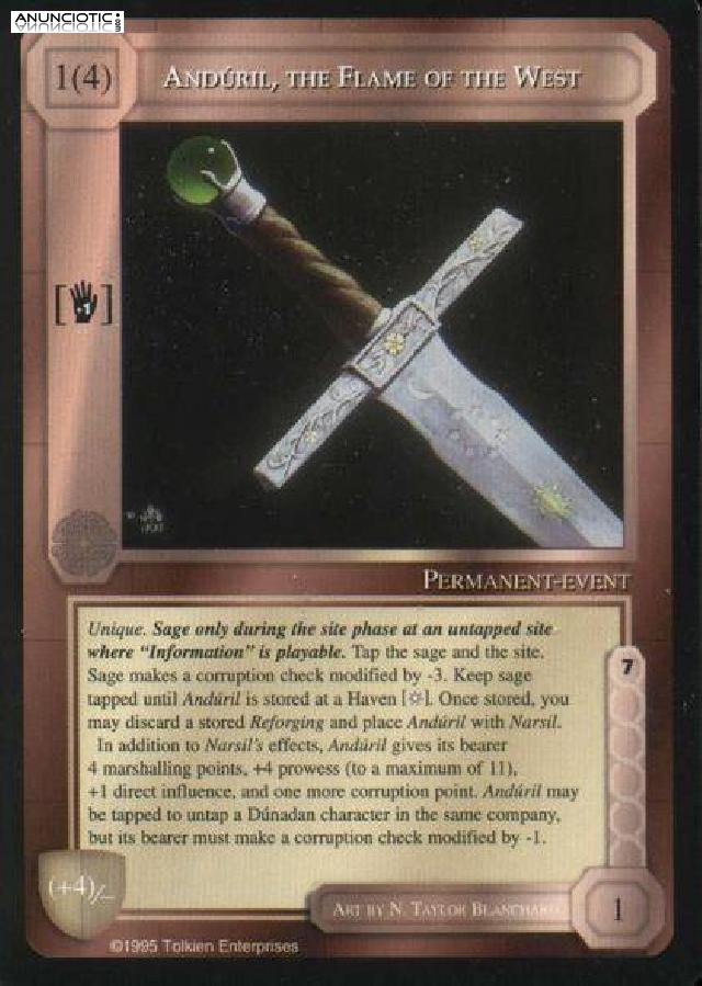 Vendo carta And&uacute;ril, La llama del oeste r