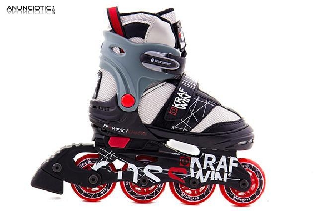 Patines en l&iacute;nea krafwin cross talla 30-33 rojo y negro
