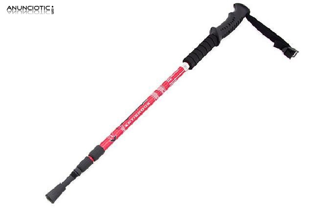 Bast&oacute;n de trekking aluminio color rojo