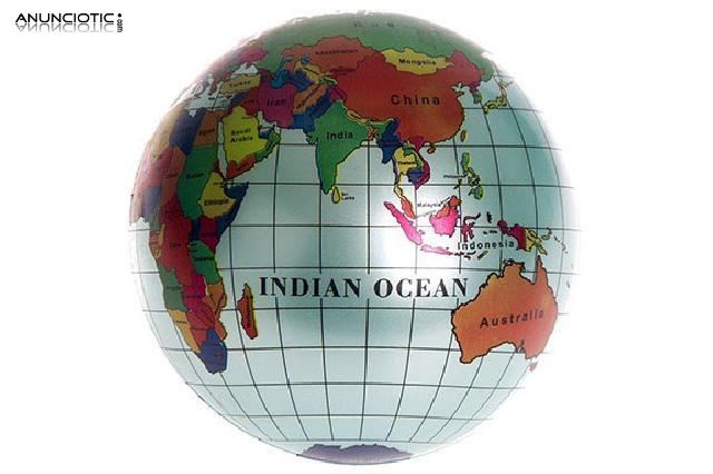 Pelota pvc decorada mapamundi azul 0-6 a&ntilde;os