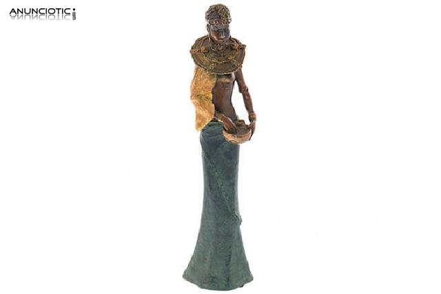 Figura cer&aacute;mica mujer africana 35cm