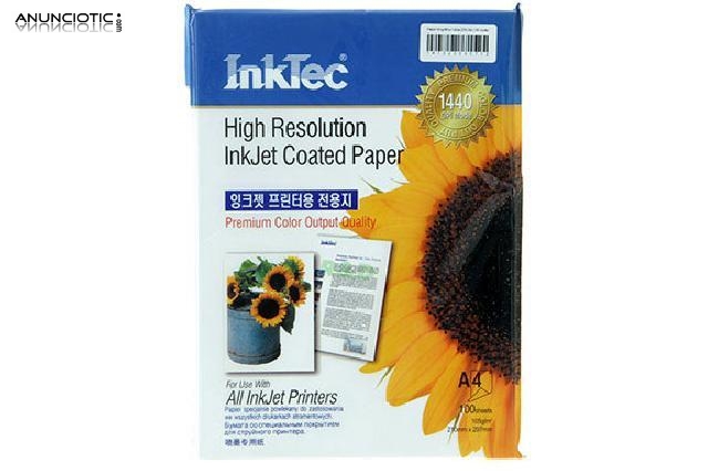 Papel fotogr&aacute;fico inktec din a4 (100 hojas)