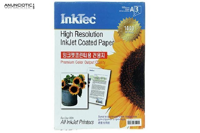 Papel fotogr&aacute;fico inktec din a3 (100 hojas)