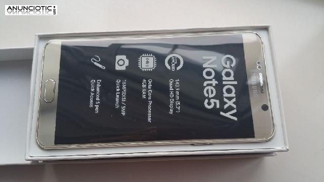 venta Samsung galaxy Note 5 oro 270 con garantía