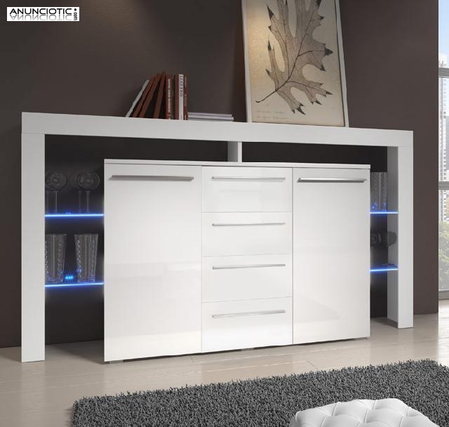 C&oacute;moda isabela ii en color blanco y negro con led