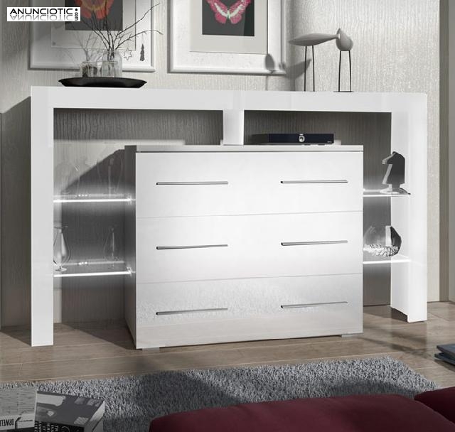 C&oacute;moda isabela i en color blanco y negro con led