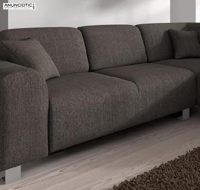 Sof&aacute;-galia marr&oacute;n con chaise long