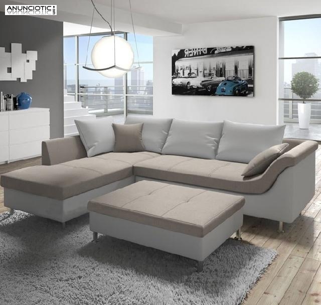 Sof&aacute; blanco/beige para esquinas