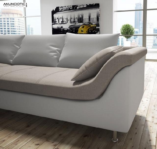 Sof&aacute; blanco/beige para esquinas