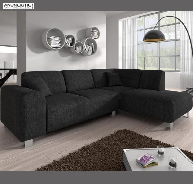 Sof&aacute; galia negro chaise longue derecha