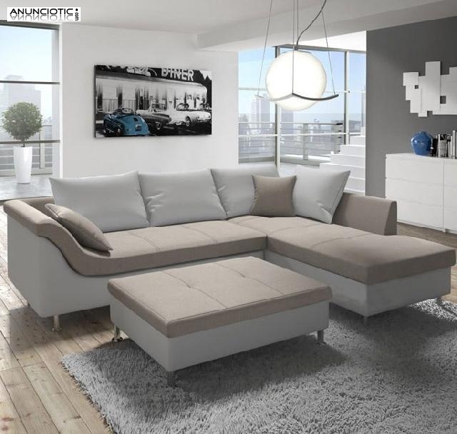 Sof&aacute; judit blanco/beige con reposabrazos