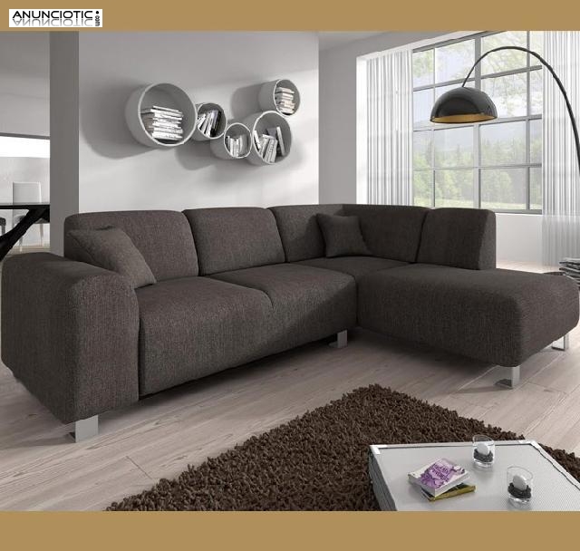 Sof&aacute;-galia marr&oacute;n con chaise long