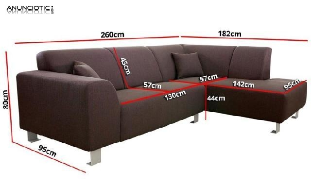 Sof&aacute;-galia marr&oacute;n con chaise long