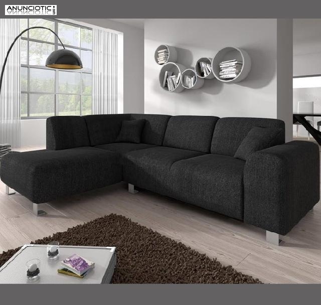 Sof&aacute; galia negro chaise longue izq