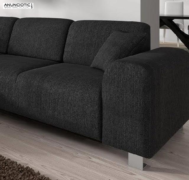 Sof&aacute; galia negro chaise longue izq