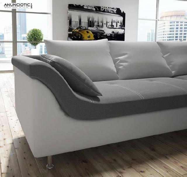 Sof&aacute; blanco y gris tambien esquinas