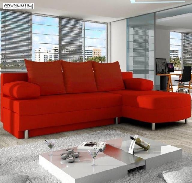 Sof&aacute; cama_alys rojo con chaise long