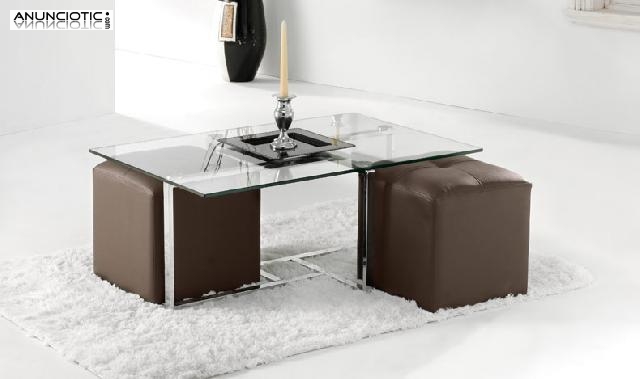 Mesa de cristal transl&uacute;cido tama&ntilde;o 98x64cm