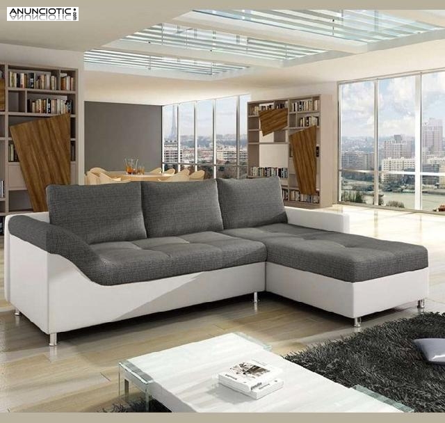 Sof&aacute; Chipre blanco/gris con chaise