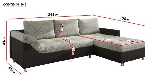 Sof&aacute; Chipre blanco/gris con chaise