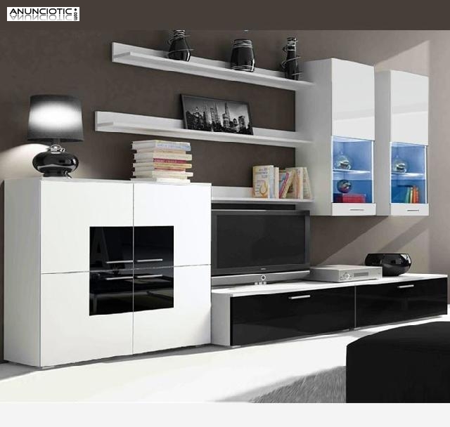 Mueble de sal&oacute;n Violeta blanco y negro