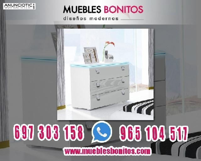 C&oacute;moda color blanco con Luz LED