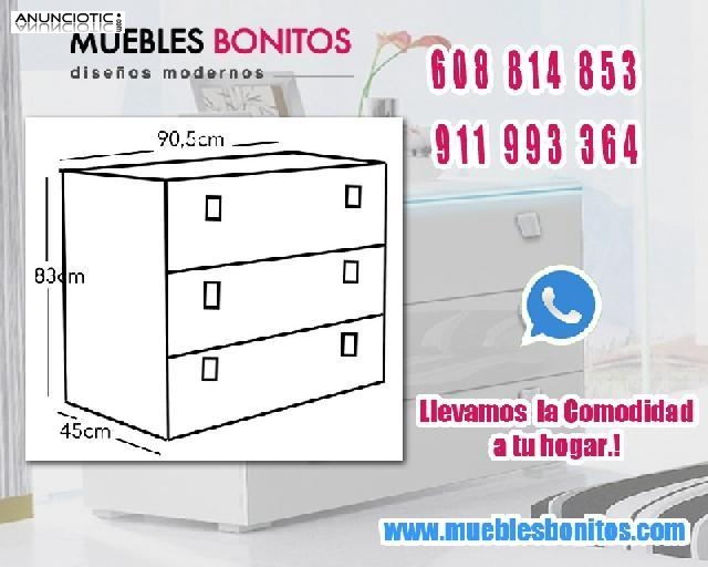 C&oacute;moda color blanco con Luz LED