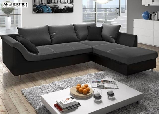 Sof&aacute; Judit negro/gris con chaise longue