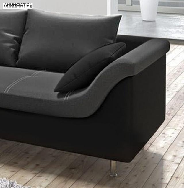 Sof&aacute; Judit negro/gris con chaise longue