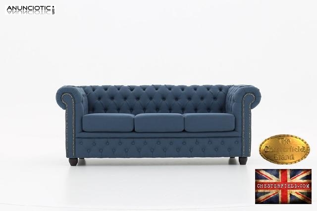 Sof&aacute; chester en terciopelo azul