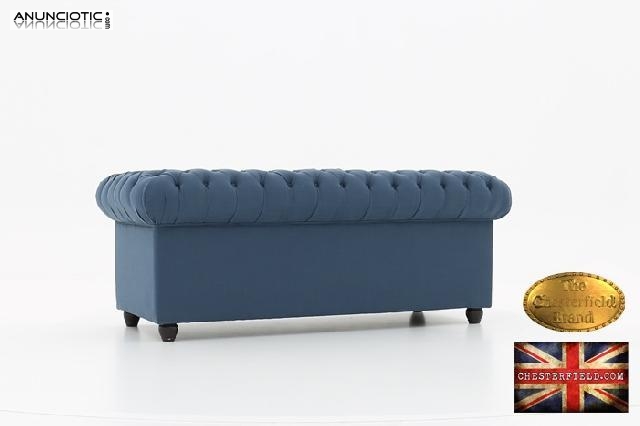 Sof&aacute; chester en terciopelo azul