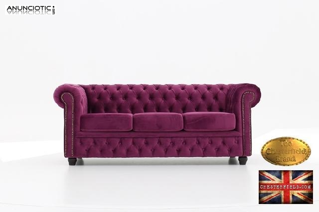 Sof&aacute; chester 3 asientos en terciopelo