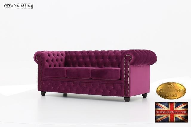 Sof&aacute; chester 3 asientos en terciopelo
