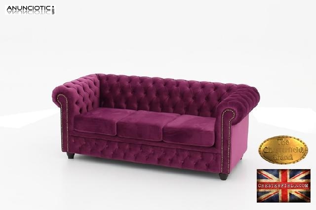 Sof&aacute; chester 3 asientos en terciopelo