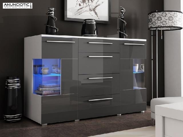 Aparador de dise&ntilde;o Andrea gris y blanco