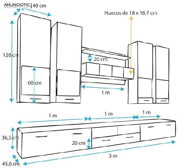 Mueble de sal&oacute;n Arlesa blanco y negro