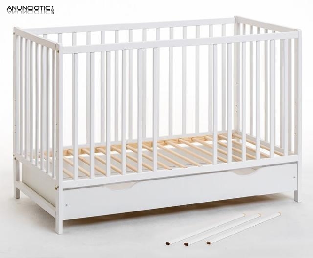 Cuna gaby blanca con caj&oacute;n abajo