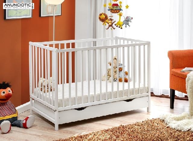 Cuna gaby blanca con caj&oacute;n abajo