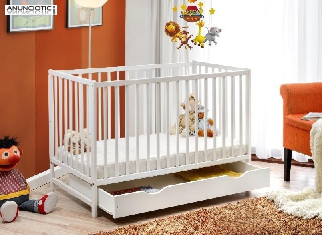 Cuna gaby blanca con caj&oacute;n abajo