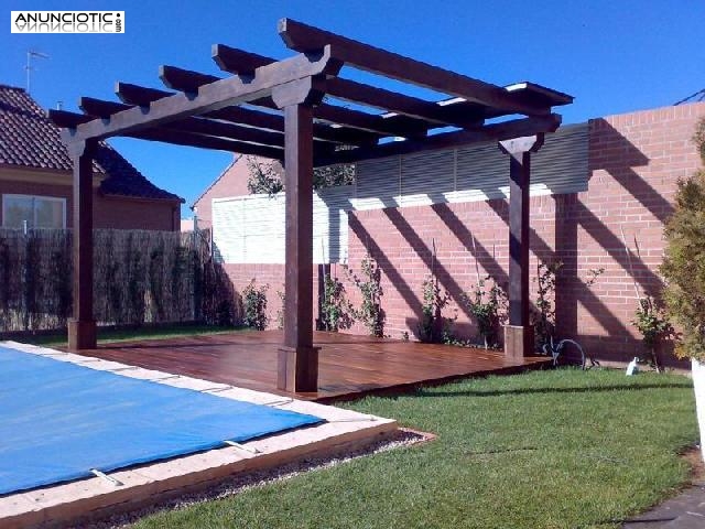 P&eacute;rgola independiente de madera 400 x 300 cm