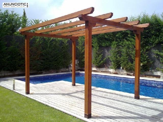P&eacute;rgola independiente de madera 400 x 300 cm