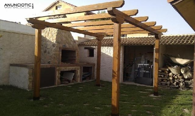 P&eacute;rgola independiente de madera 400 x 300 cm