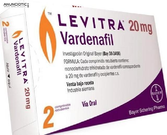 Comprar Levitra gen&eacute;rico (Vardenafilo) 20 mg sin receta (40 mg/50 mg)