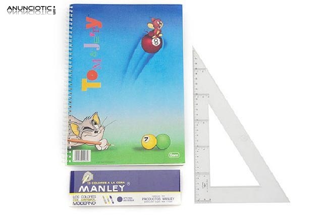Pack pinturas manley 15 colores con cuaderno y cartab&oacute;n