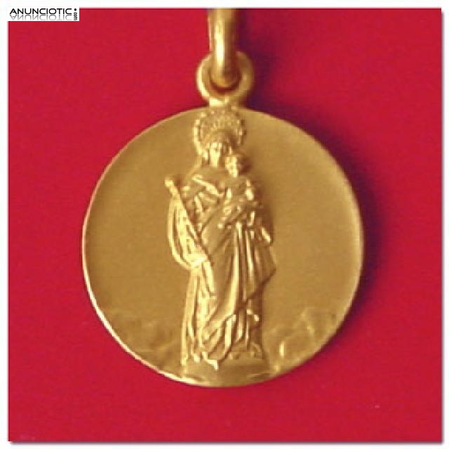Medallas de virgenes y santos en oro y plata