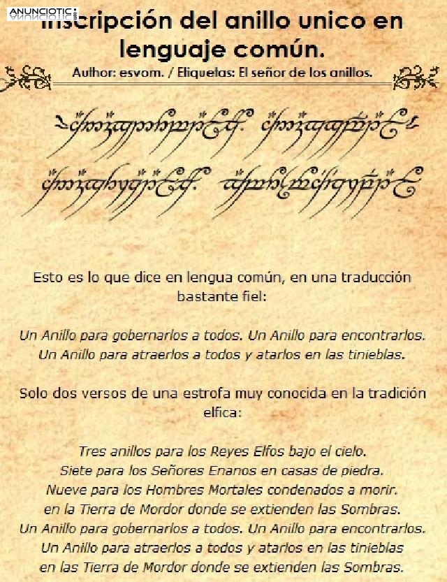 ALIANZAS SE&Ntilde;OR de los ANILLOS en oro y plata