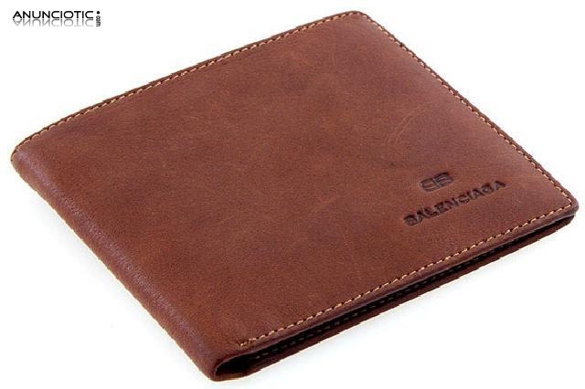 Billetero balenciaga en piel marr&oacute;n