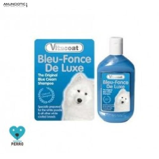 Vitacoat champ&uacute; bleu-fonce para perros blancos 