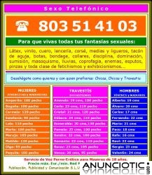 Sexo telef&oacute;nico 803514103 travestis, chicas y chicos.