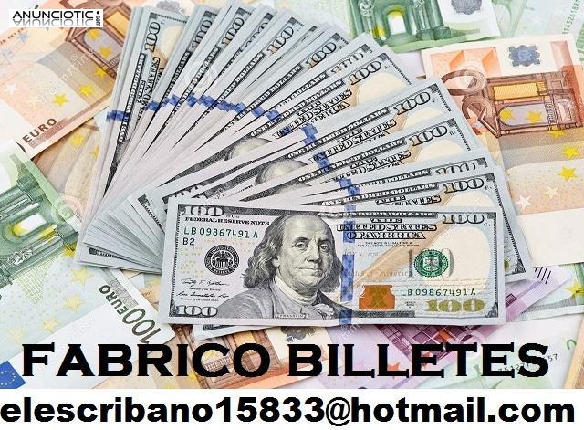 Vendo billetes falsos d&oacute;lar y euro  elescribano15833@hotmail.com